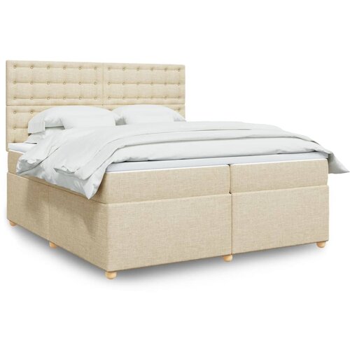  Krevet s oprugama i madracem krem 200 x 200 cm od tkanine Cijene