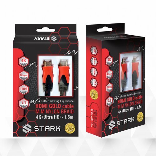  STARK HDMI M-M pozlacen 4K pleteni 1.5m Cene