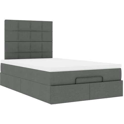 vidaXL Otomanski posteljni okvir z vzmetnico siv 120x190 cm blago, (21607782) Cene