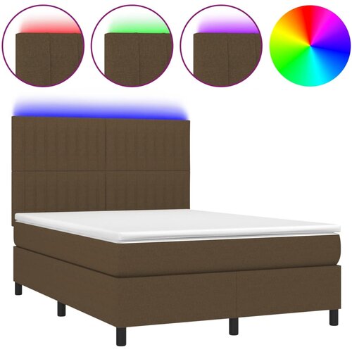 Maison Chic Box spring postelja - Vzmetna postelja z vzmetnico LED temno rjava 140x200cm blago SL3286, (21902354) Cene