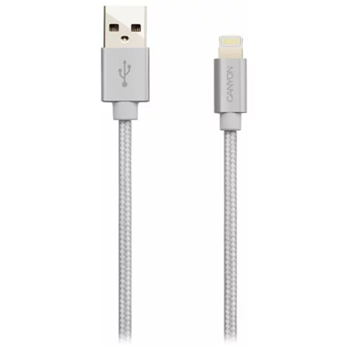 Canyon MFI-3 Charge &amp; Sync MFI braided cable with metalic shell, USB to lightning, certified by Apple, cable length 1m, OD2.8mm, Pearl White - CNS-MFIC3PW