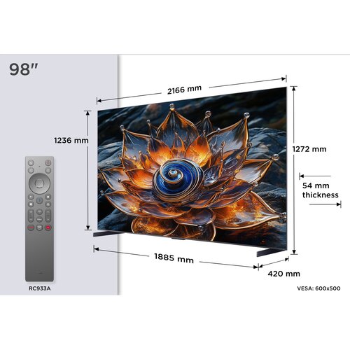 Tcl 98Q8C 4K QD-Mini LED HDR PREMIUM TV z Google TV 248 cm (98&amp;quot;) Slike