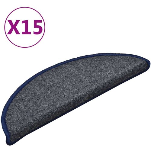 VidaXL tepisi za stepenice 15 kom tamnosivi i plavi 56 x 17 x 3 cm Slike