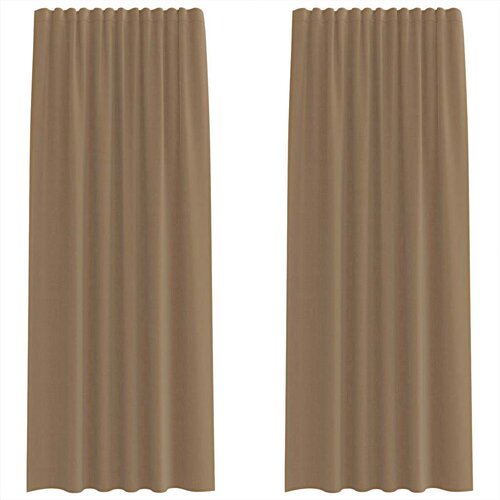 Voile zavjese s džepovima za &amp;scaron;ipke 2 kom svijetlosmeđe Smeđa 140 x 245 cm Slike
