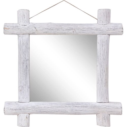 VidaXL Ogledalo iz lesa belo 70x70 cm trden predelan les Slike