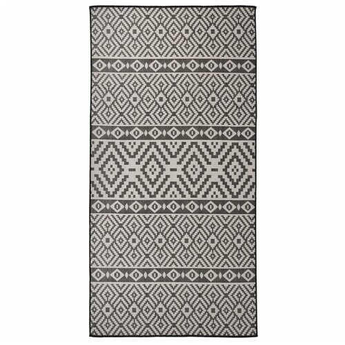 VidaXL Vanjski tepih ravnog tkanja 100 x 200 cm crne pruge Slike