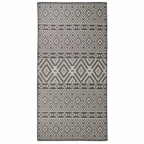 vidaXL Vanjski tepih ravnog tkanja 100 x 200 cm crne pruge