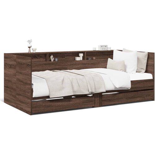 VidaXL Dnevni krevet s ladicama boja smeđeg hrasta 90 x 190 cm drveni Slike