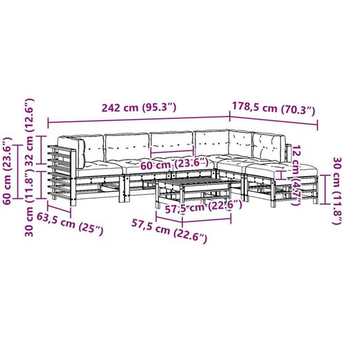  Set lounge namje&amp;scaron;taja za vrt 7 pcs Vo&amp;scaron;tanosmeđa Slike