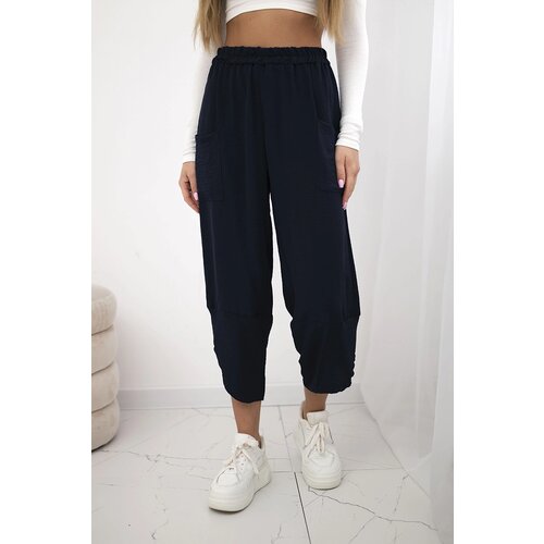 Kesi Włoski Trousers with wide leg and pockets navy blue Slike