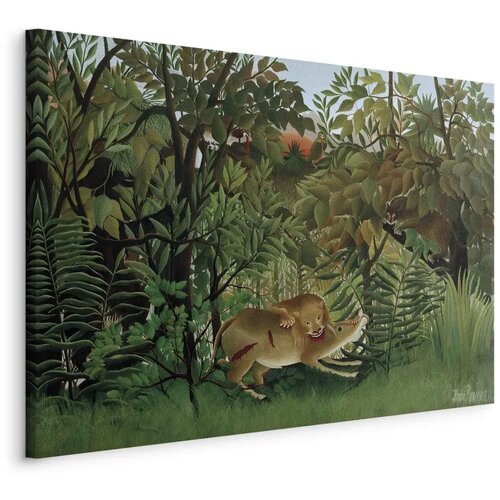  Slika - Henri Rousseau &ndash; Le Lion ayant faim se jette sur l\'Antilope 90x60 Standard Cijene