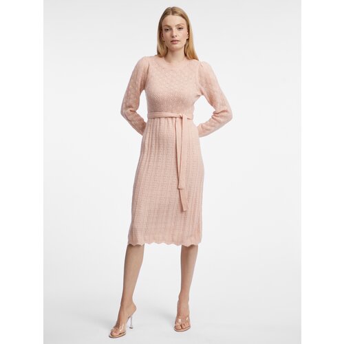 Orsay Women's Light Pink Sweater Dress with Wool - Women Cene