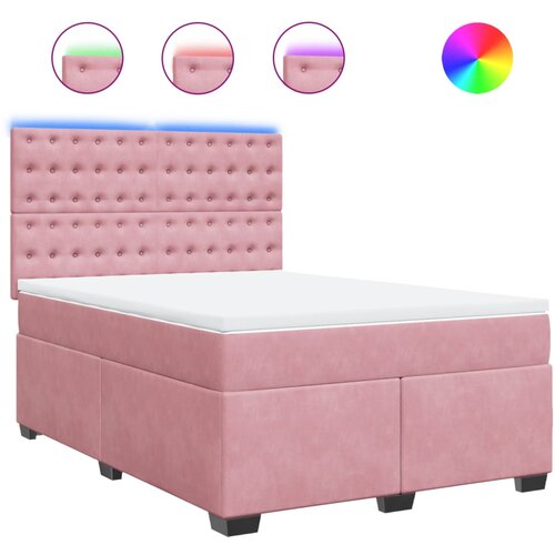 vidaXL Box spring postelja z vzmetnico roza 140x190 cm žamet, (21304888) Cene