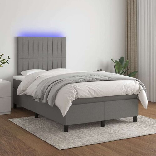  Box spring postelja z vzmetnico LED temno siva 120x200 cm blago, (20930336) Slike