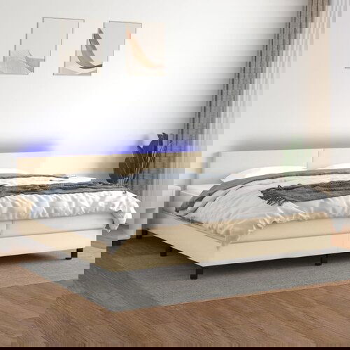 The Living Store Box spring postelja z vzmetnico LED krem 200x200 cm blago - Box Spring Postelja, (21520319) Cene