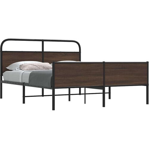 VidaXL Metalni okvir kreveta bez madraca smeđa boja hrasta 160x200 cm Slike