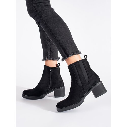 SEASTAR Black suede Chelsea boots on a heel Cene