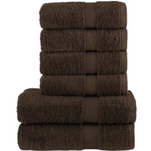 VidaXL 6-dijelni vrhunski set ručnika SOLUND smeđi 600 gsm Slike