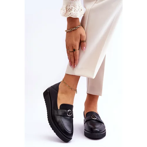 Kesi Women's leather loafers gusset black Synthia