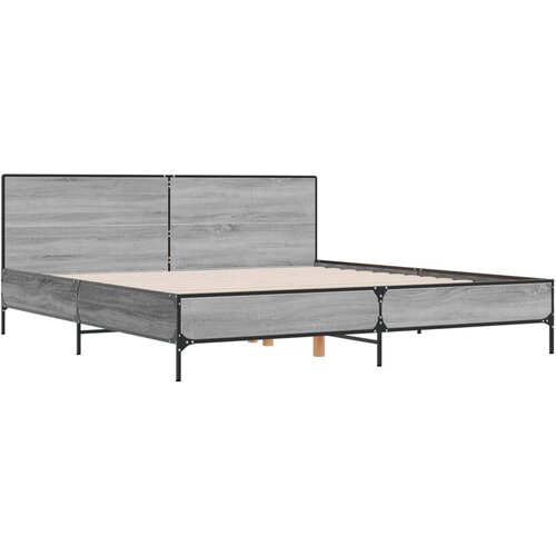  Okvir za krevet boja hrasta 200x200cm konstruirano drvo i metal Siva 200 x 200 cm Slike