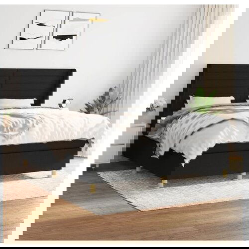 vidaXL Box spring postelja z vzmetnico črna 180x200 cm blago Cene