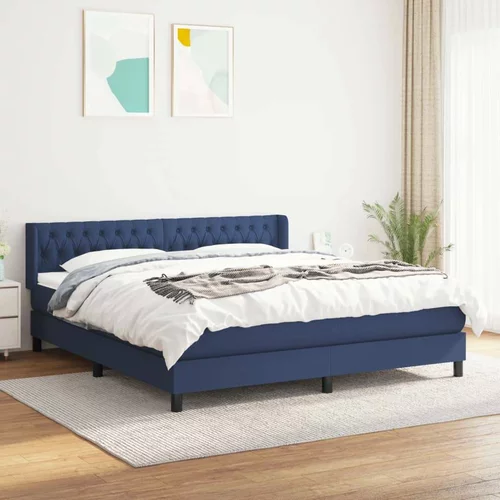  Box spring postelja z vzmetnico modra 180x200 cm blago, (20895423)