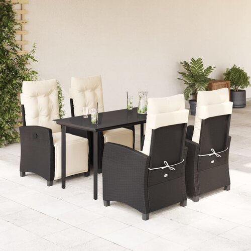  3-dijelni vrtni blagovaonski set s jastucima od poliratana crni Crna Slike
