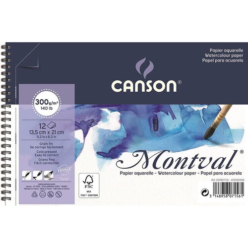 Canson Blok akvarelni spirala Montval 13,5x21 cm 300 g , 12 listni; Cold Pressed, (22005369) Cene