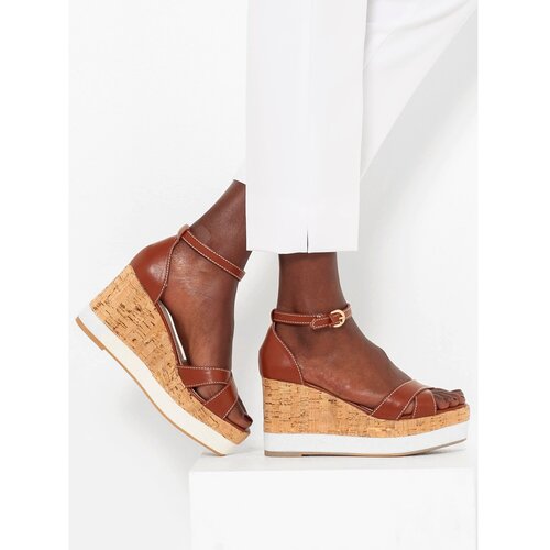 Camaieu Dark Brown Gusset Sandals - Women Cene