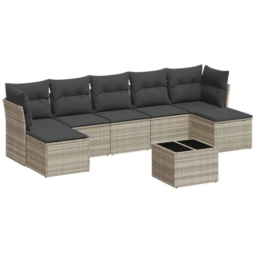 VidaXL 8-dijelni set vrtnih sofa od poliratana s jastucima svjetlosivi Slike