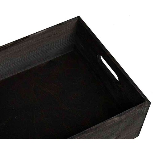 VidaXL Drvena kutija s ručkama crna 40x30x13 cm puno drvo bor Slike