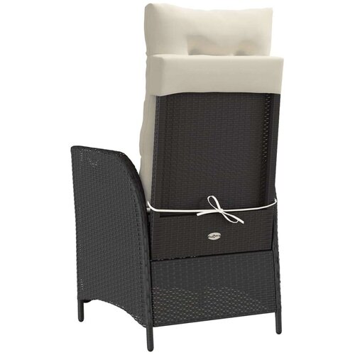  3-dijelni bistro set s jastucima crni od poliratana - Crna i krem 1 Slike