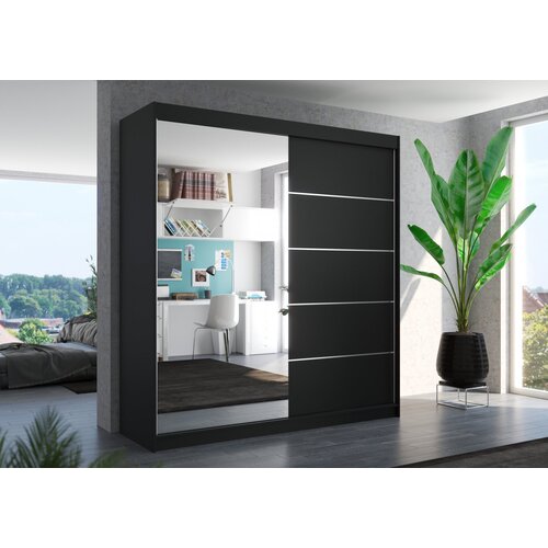 ADRK Klizni ormar s ogledalom OLIVER 200 cm - CRNA Cijene