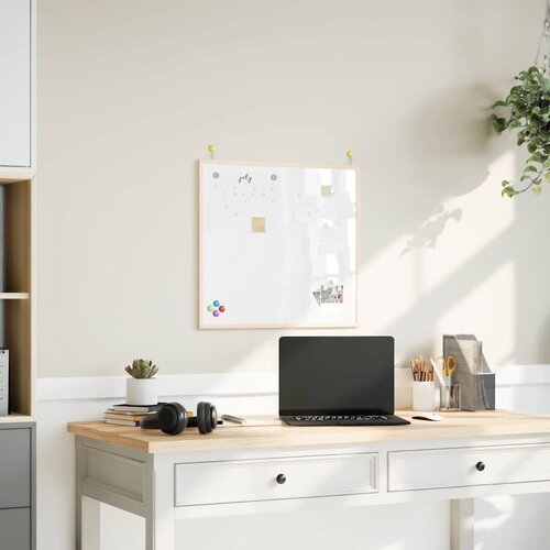 vidaXL Magnetska bijela ploča s okvirom od punog borovine 60x55 cm Cijene