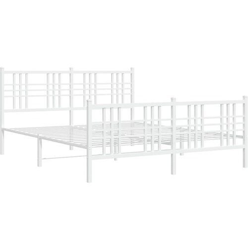 vidaXL Kovinski posteljni okvir z vzglavjem in vznožjem bel 150x200 cm, (21128804) Cene