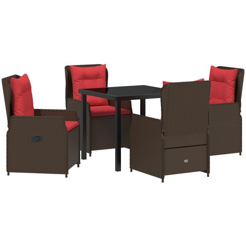 VidaXL Vrtni set za objed 5 pcs Smeđa Poli ratan Slike