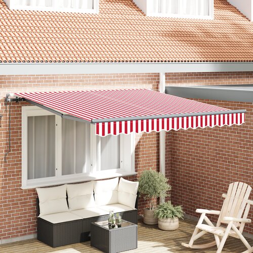 VidaXL Avtomatska retraktibilna tenda rdeča in bela 300x250 cm Slike