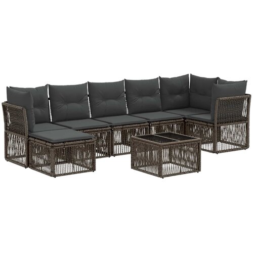 vidaXL Vrtna sedežna garnitura 8 pcs Siva poli ratan, (5000272135) Cene