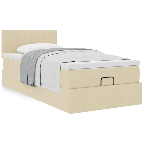 vidaXL Otomanski posteljni okvir z vzmetnico krem 100x200 cm blago Cene