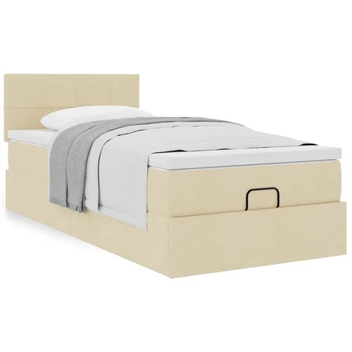 vidaXL Otomanski posteljni okvir z vzmetnico krem 100x200 cm blago vidaXL Otomanski posteljni okvir z vzmetnico krem 100x200 cm blago