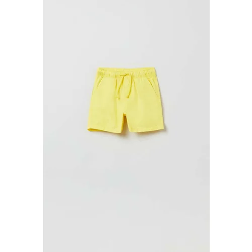 OVS Kratke pamučne hlače za bebe boja: žuta
