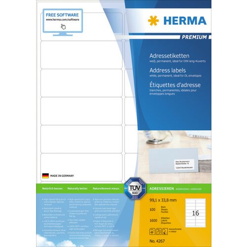 Herma etikete 99X33, zaobljene ivice A4/16 1/100 bela ( 02H4267 ) Cene