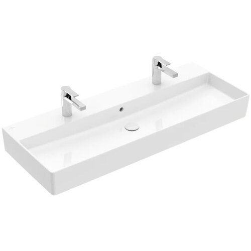 Villeroy Boch 4A22C401 Memento 2.0 120 x 47 cm dvojni keramični umivalnik z 2 odprtinama za armaturo Slike