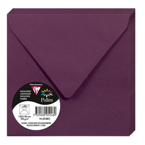 Clairefontaine kuverte Pollen 140x140mm 120gr blackcurrant 1/20 Slike