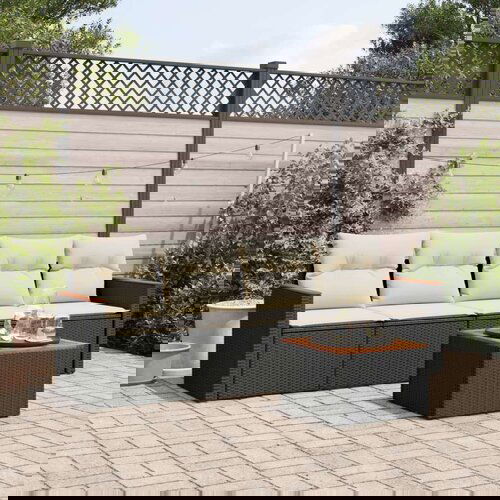 VidaXL 5-dijelna vrtna garnitura od poliratana s jastucima crna Slike