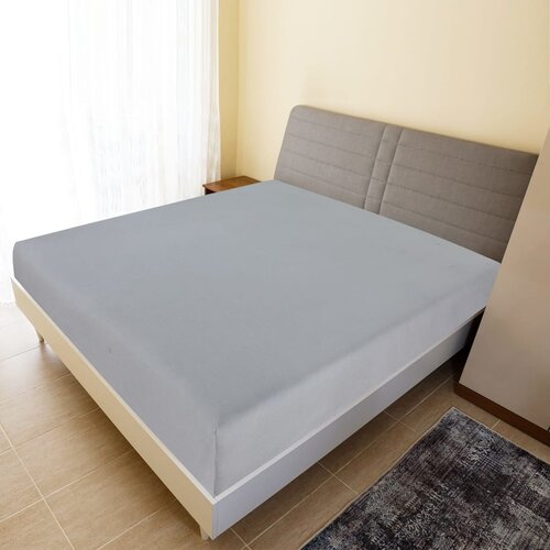 vidaXL Plahta s gumicom od žerseja siva 100x200 cm pamučna Cijene