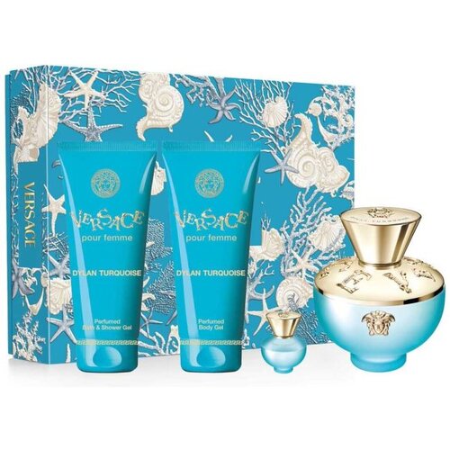 Versace dylan turquoise poklon set ( edt 100 ml + sg 100 ml + bgel 100 ml + mini 5 ml ) Slike