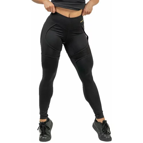 NEBBIA High Waist Leggings INTENSE Mesh Black/Gold XS Fitness hlače