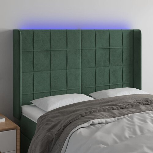  the living store led posteljno vzglavje temno zeleno 147x16x118/128 cm žamet - led vzglavje, (21453755) Slike