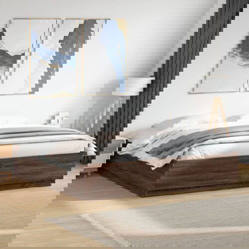 Furnova Posteljni okvir rjav hrast 200x200 cm inženirski les, (21942991) Cene